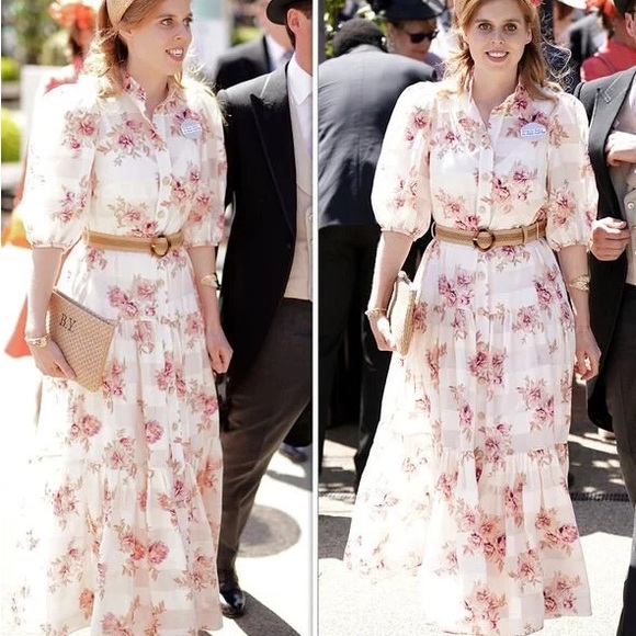Zimmermann Cream and Pink Floral Midi Dress - Picture 1 of 8